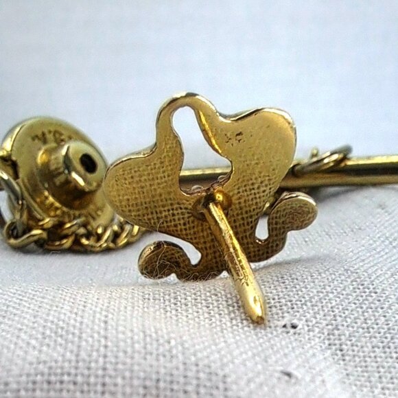 ANTIQUE TIE TACK LAPEL PIN ~ VICTORIAN BEAUTY ~ NOUVEAU ~ FLEUR DE LIS 1880-1900 - Picture 8 of 12